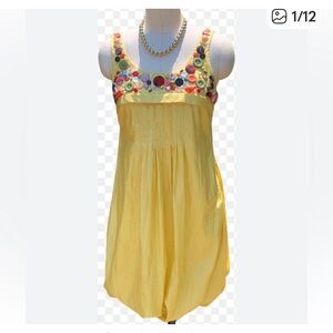 Sue Wong NWT vintage y2k YELLOW BUTTON 90s boho DRESS FORMAL PARTY SPRING $495